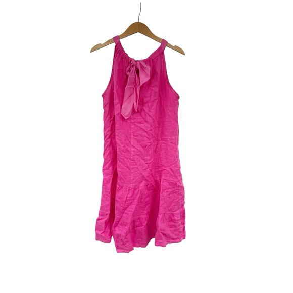 Bellambra 100% Linen Dress Women’s Size L Pink High Neck Modest Italy Sundress - Picture 4 of 6